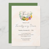 Waterverf Pompoen Vriendschap Dinner Party Kaart (Voorkant / Achterkant)