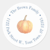 Waterverf pompoen Vrijgezellenfeest retouradres Ronde Sticker (Voorkant)