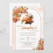 Waterverf pompoen witte herfstbloemen pioenen kaart (Voorkant / Achterkant)