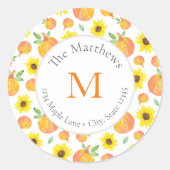 Waterverf Pompoen & Zonnebloem Patroon labels (Voorkant)