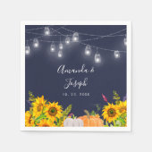 Waterverf Pompoen & Zonnebloem Rustieke Bruiloft Servet (Voorkant)