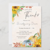 Waterverf Pompoen Zonnebloem Vriendschapsdiner Kaart (Voorkant)