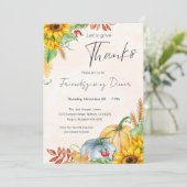 Waterverf Pompoen Zonnebloem Vriendschapsdiner Kaart (Staand voorkant)