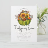 Waterverf Pompoen & Zonnebloemen Thanksgiving Kaart (Staand voorkant)