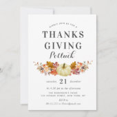 waterverf pompoenbladeren thanksgiving potluck kaart (Voorkant)