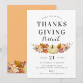 waterverf pompoenbladeren thanksgiving potluck kaart (Voorkant / Achterkant)