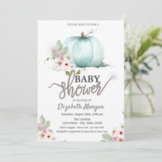 Waterverf pompoenbloemen Baby shower onttrokken Kaart (Staand voorkant)