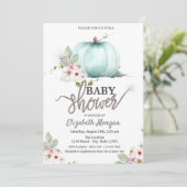 Waterverf pompoenbloemen gestreept Baby shower Kaart (Staand voorkant)