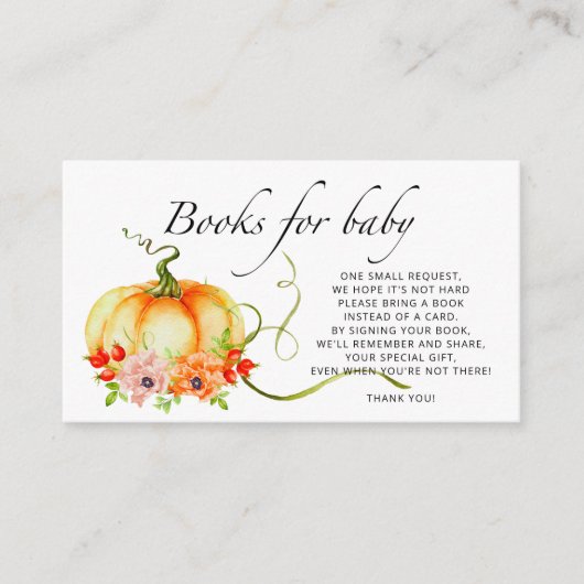 Waterverf pompoenboeken voor herfst voor baby informatiekaartje (Voorkant)