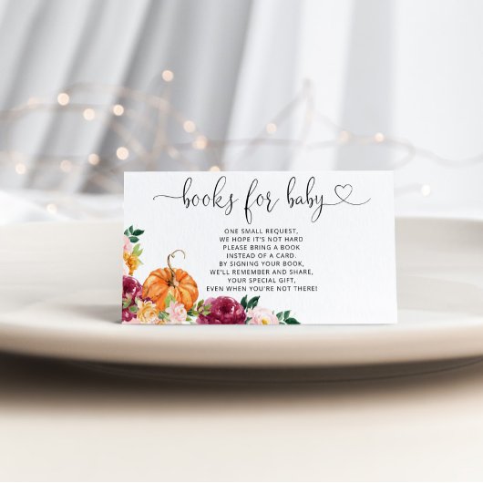 Waterverf pompoenboeken voor herfst voor baby informatiekaartje