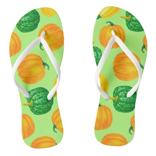 Waterverf pompoenen 2 teenslippers (Voetbed)