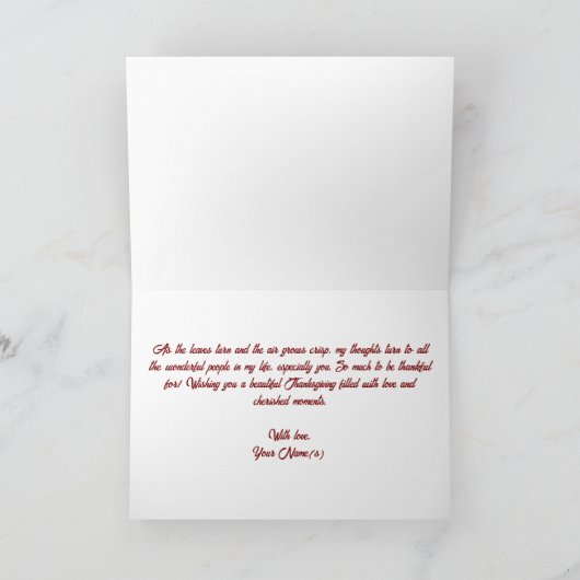 Waterverf Pompoenen Autumn Foliage Thanksgiving Kaart (Binnen)