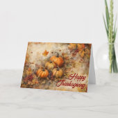 Waterverf Pompoenen Autumn Foliage Thanksgiving Kaart (Voorkant)