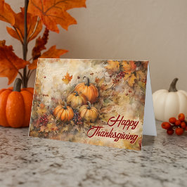 Waterverf Pompoenen Autumn Foliage Thanksgiving Kaart