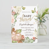 Waterverf pompoenen bloemen bladeren Baby shower Kaart (Staand voorkant)