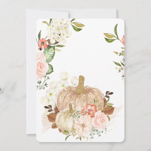 Waterverf pompoenen bloemen bladeren Baby shower Kaart (Achterkant)