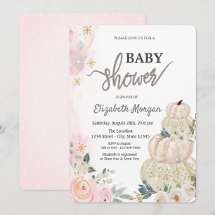 Waterverf Pompoenen Bloemen Stippen Baby Shower Kaart
