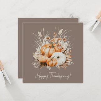 Waterverf pompoenen droog gras gelukkig Thanksgivi