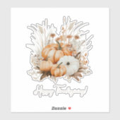 Waterverf pompoenen droog gras gelukkig Thanksgivi Sticker (Vel)