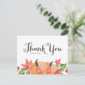 Waterverf pompoenen en esdoorn bladeren dank u briefkaart (Staand voorkant)