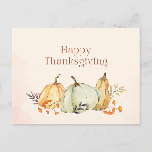 Waterverf Pompoenen en Foliage Thanksgiving Briefkaart (Voorkant)