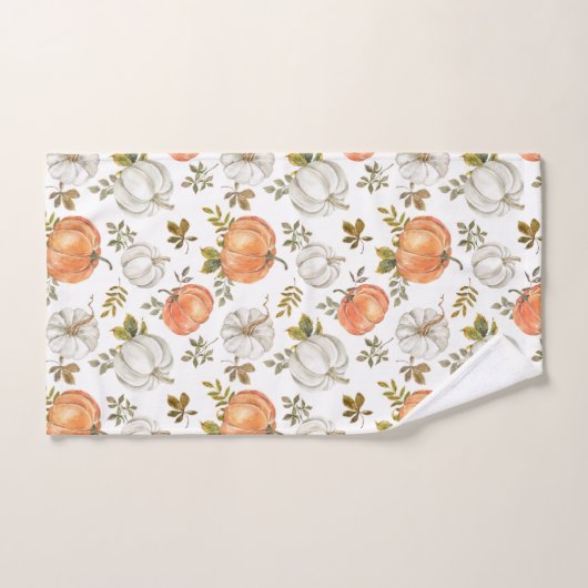 Waterverf pompoenen en gebladerte herfstpatroon bad handdoek (Handdoek)