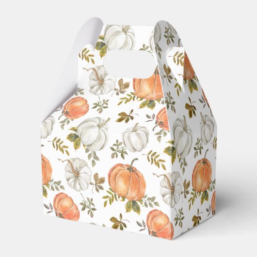 Waterverf pompoenen en gebladerte herfstpatroon bedankdoosjes (Achterkant)