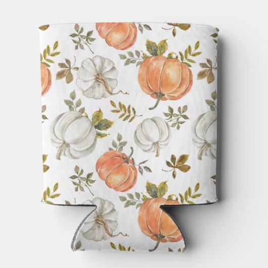 Waterverf pompoenen en gebladerte herfstpatroon blikjeskoeler (Achterkant)