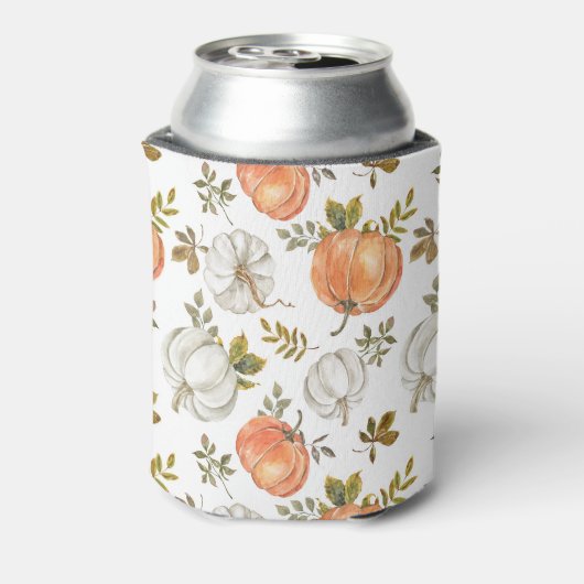 Waterverf pompoenen en gebladerte herfstpatroon blikjeskoeler (Blikje Achterkant)