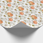 Waterverf pompoenen en gebladerte herfstpatroon cadeaupapier (Hoek)