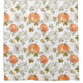 Waterverf pompoenen en gebladerte herfstpatroon douchegordijn (Voorkant)