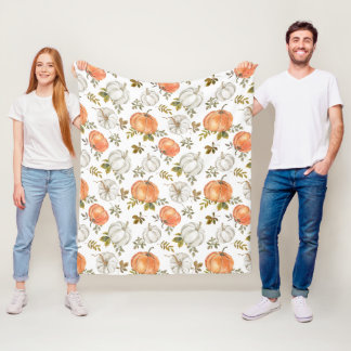 Waterverf pompoenen en gebladerte herfstpatroon fleece deken
