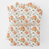 Waterverf pompoenen en gebladerte herfstpatroon inpakpapier vel (In situ)