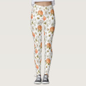 Waterverf pompoenen en gebladerte herfstpatroon leggings (Voorkant)