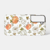 Waterverf pompoenen en gebladerte herfstpatroon samsung galaxy hoesje (Achterkant horizontaal)
