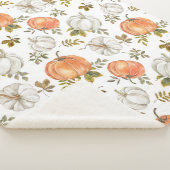 Waterverf pompoenen en gebladerte herfstpatroon sherpa deken (3/4)