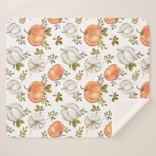 Waterverf pompoenen en gebladerte herfstpatroon sherpa deken (Voorkant (horizontaal))