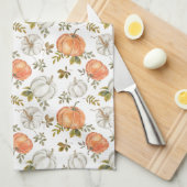 Waterverf pompoenen en gebladerte herfstpatroon theedoek (Quarter Fold)