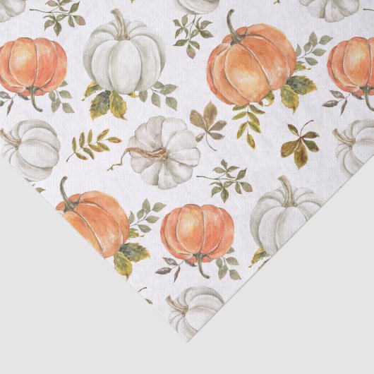 Waterverf pompoenen en gebladerte herfstpatroon tissuepapier (Detail)