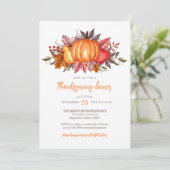 Waterverf pompoenen en herfstbladeren Thanksgiving Kaart (Staand voorkant)