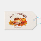 Waterverf Pompoenen en Koffie Cadeaulabel (Voorkant (Horizontaal))