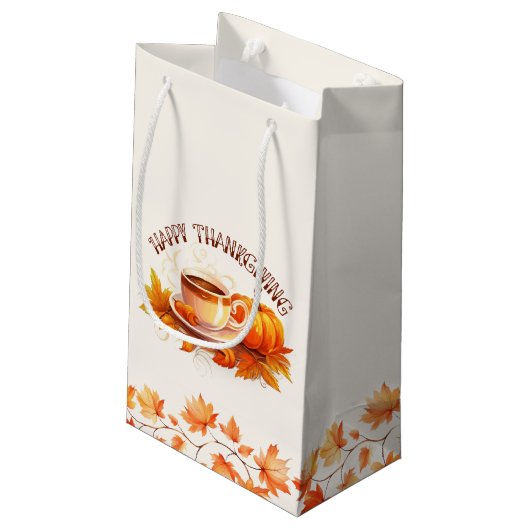 Waterverf Pompoenen en Koffie Klein Cadeauzakje (Achterkant Gekanteld)