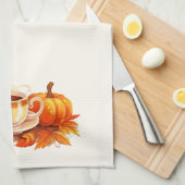 Waterverf Pompoenen en Koffie Theedoek (Quarter Fold)