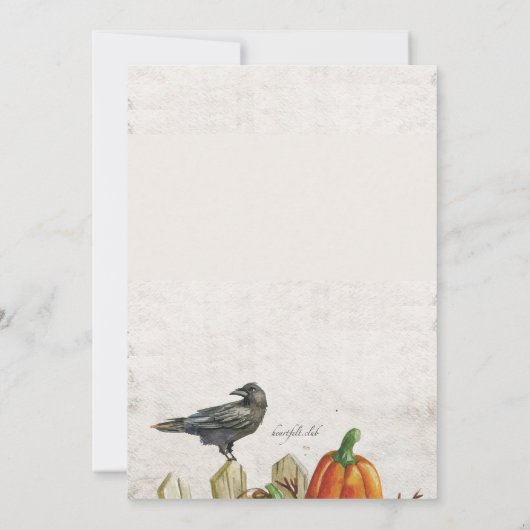 Waterverf pompoenen en kraai Halloween uitnodiging (Achterkant)