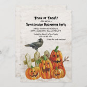 Waterverf pompoenen en kraai Halloween uitnodiging (Voorkant / Achterkant)