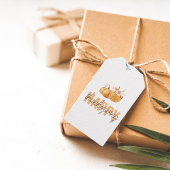 Waterverf Pompoenen en Oranje Happy Thanksgiving Cadeaulabel