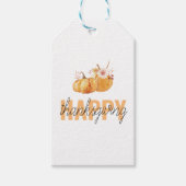 Waterverf Pompoenen en Oranje Happy Thanksgiving Cadeaulabel (Voorkant)