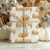 Waterverf Pompoenen en Oranje Happy Thanksgiving Cadeaupapier