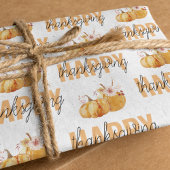 Waterverf Pompoenen en Oranje Happy Thanksgiving Cadeaupapier