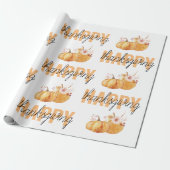 Waterverf Pompoenen en Oranje Happy Thanksgiving Cadeaupapier (Uitgerold)